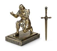 HDMbigmi King's Guard Knight Desk Organizer and Resin Accessories for Pens Gift with an Elegant Sword for Office and Home Desk Organizer (Bronze)