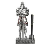 HDMbigmi King's Guard Knight Pen Stand Statue Office Pen Stand Desk Organizer for Men Top Collection as Gift 9.45 Inches (Silver)