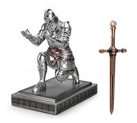 HDMbigmi King's Guard Knight Resin Pen Holder and Desk Accessories for Office and Home (Silver)