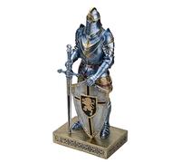 HDMbigmi King's Guard Knight with Shield Desktop Accessories Statue Medieval Knight Ornament Paperweight for Office and Home Top Collection as Gift 12.60 Inch (Blue)