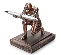HDMbigmi Knight Pen Holder Pen Stand Desk Organizers and Accessories Resin Pencil Holder as Gift with a Fancy Pen for Office and Home Desk Organizer (Bronze)