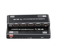 HDMI 2.0 Splitter 1 in 4 Out, LUKFOCAB 1x4 HDMI Splitter 4K@60Hz 8:8:8 HDR, HDMI 2.0, HDCP 2.2, 18Gbps, Auto EDID, Supports UHD 3D D-o-l-b-y 4 Ports Mirror Mode and Multichannel Audio Streams