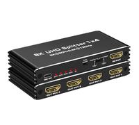 HDMI 2.1 Splitter 1 in 4 Out, 8K@60Hz 4K@120Hz, HDCP 2.3, HDR10, Dolby Vision, Support EDID Management HDMI Splitter for Four Monitors, PS5, B0X Series X, TV B0X, Laptop, Projector