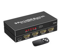 HDMI 2.1 Switch, 8K@60Hz 4K@120Hz HDMI Switcher Splitter 3 In 1 Out, Support HDCP 2.3, VRR, HDR 10 3D, Dolby Vision & Atmos, High-Speed 48Gbps for PS5, B0X, TV Box, DVD Player-Black
