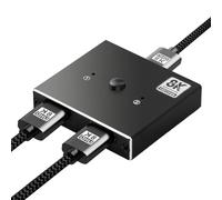 HDMI 2.1 Switch - 8K Bidirectional Splitter 1 in 2 out/2 in 1 out, Ultra HD 4K@120Hz 8K@60Hz 3D Display 48Gbps for Xbox, Apple TV, PS5/PS4, Roku, Blu-Ray, DVD, HDTV