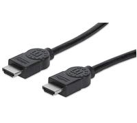 Manhattan HDMI Cable with Ethernet, 4K@30Hz (High Speed), 1m, Male to Male, Black, Ultra HD 4k x 2k, Fully Shielded, Gold Plated Contacts, Lifetime Warranty, Polybag