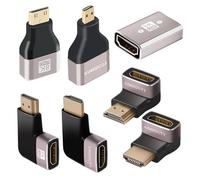 HDMI Adapter Kits, 7-Pack Mini/Micro/Right Angle HDMI Male to Female Coupler, Support 8K@60Hz, 4K@120Hz, compatiable with Xbox, PS5, Raspberry Pi, Camera and so on