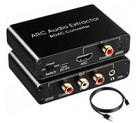 HDMI ARC Audio Extractor, 192KHz DAC Audio Converter, Digital to Analog Converter, Optical/SPDIF Coaxial HDMI ARC to Optical/SPDIF Coaxial Stereo L/R 3.5mm Jack for HDTV DVD Home Cinema Systems