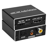 HDMI ARC Audio Extractor, 192KHz HDMI ARC/eARC to Optical Audio Adapter Converter to Optical+ Coaxial and Analog 3.5mm for HDTV Soundbars, Home Theaters-PCM/ Dolby5.1 & DTS 5.1 Formats