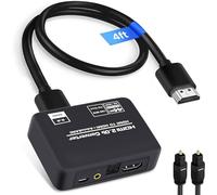 HDMI ARC Audio Extractor 4K 60Hz, HDMI 2.0b Audio Converter with Optical SPDIF, 3.5mm AUX & HDMI Output, Supports HDR10, HDCP 2.2, PCM/DTS 5.1 for TV, Soundbar, PS5, Xbox, Blu-ray