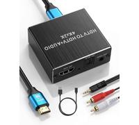 HDMI Audio Extractor 4K@30Hz, HDMI to Optical SPDIF and 3.5mm AUX Stereo Adapter, 5.1CH/2CH Audio Splitter for PS5, Xbox, Fire Stick, Blu-ray, Monitor, Projector, Not Support ARC/eARC