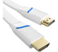 HDMI cable flat - 1m - 4K@60Hz (flat cable for laying - extra copper for up to 18Gbit/s according to HDMI 2.0 standard, High Speed with Ethernet, Blu-ray/PS5/Xbox/Switch, white) by CableDirect