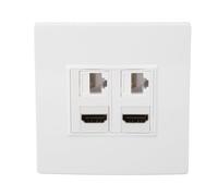 HDMI CAT6 Ethernet Wall Plate, 4 Port Multimedia Information Panel, 2 HDMI 2 CAT6, for Computers TVs Hard Drives Projectors, Fits Standard Outlet Boxes