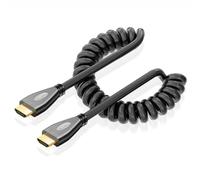 HDMI Coiled Cable - 6.6FT Coiled HDMI Cord Ultra HD 4K 60HZ 1080P 3D Male to Male for HDTV, Projector, Computer, Roku, Xbox, PS4/5 - Durable & Flexible Short HDMI Connector (Straight)