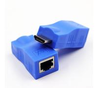 HDMI-Compatible Extender 4K@30Hz over CAT5e/For CAT6 LAN Cable up to 30m, HD Video Signal Booster Adapter for Projector Monitor TV, and Play, Black(Blue)