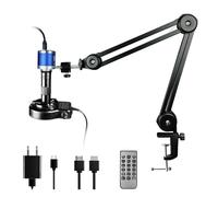HDMI Digital Microscope, 48MP 4K HDMI/USB Camera Magnifier with 150X Lens, LED Ring Light, Flexible Arm for Observation, Soldering, Electronic Repairs