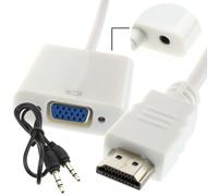 kenable HDMI Digital to SVGA 15 Pin Analogue with Audio Converter Adapter White 1080P