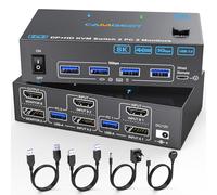 HDMI Displayport KVM Switch 2 monitors 2 computers, with 4 USB 3.0 Ports