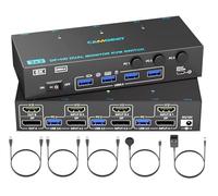 HDMI Displayport KVM Switch 2 Monitors 3 Computers 8K@60Hz, 2 in 3 out | USB 3.0 Dual Monitor KVM Switch DP 1.4 HDMI 2.1 for 3 Computers Share Keyboard, Mouse and 2 Monitors, with Desktop Controller