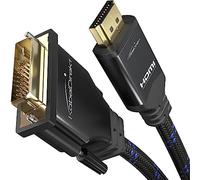 HDMI DVI adapter cable with A.I.S. shielding and metal plugs - 2m (bi-directional DVI/HDMI monitor cable, connect HDMI device to DVI monitor or vice versa, Full HD, Nylon braided) - by CableDirect