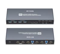 HDMI KVM Switch 2 Monitors 2 Computers, 4K HDMI Matrix Switch 2x2, Support HDMI2.0, USB3.0, 4K@60Hz, 2K@144Hz/120Hz, 1080P@240Hz, EDID Emulators, Hotkey Switch, Extended/Copy/Cross Display