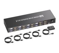 HDMI KVM Switch 2 Monitors 4 Computers, USB 3.0 4K@60Hz Dual Monitor HDMI KVM Switch for 4 PCs to Share 1 Set of Keyboard, Mouse, Two Monitors and Other USB Devices