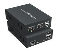 HDMI KVM USB Extender Transmit 1080p HD Video Over Cat5e/6 Ethernet Cable 50m (164ft) for Mouse and Keyboard Control Remote Signals