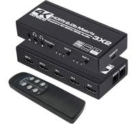 HDMI Matrix 3x2 4K 60Hz Matrix Switch 3 in 2 Out Switcher Splitter Box with EDID Extractor and IR Remote Control, Support Ultra 4K HDR, 3D/1080P，HDMI 2.0b, HDCP 2.2