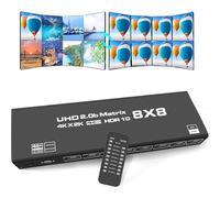 HDMI Matrix Switch 8x8 4K@60Hz HDMI Matrix switcher 8 in 8 Out YUV 4:4:4/RGB with RS232, IR, 18Gbps, HDCP2.2, HDMI2.0, 3D,EDID,ARC,CES,HDR 10