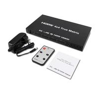 HDMI Matrix Switch Video Split Switcher 4x4, 4 in 4 Out, Supports HDMI 1.4, 3D, UltraHD, Audio&ARC, 4K x 2K @30Hz HDCP2.0 for HDTV/Camera/PS3/Notebook/Blu-ray DVD/EDID RAM