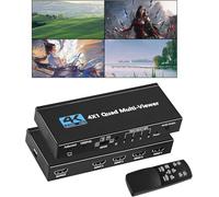 HDMI Multiviewer Switch 4x1 4K Seamless Switcher 4 in 1 Out with IR Remote Control, Support 4K Full HD and 5 Display Modes for Gaming Consoles Security Camera PS4 PC to TV Monitor