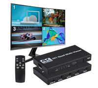 HDMI Multiviewer Switch 4x1, HDMI Quad Multi-Viewer 4 in 1 Out switcher with IR Remote, Support 4K@30Hz 1080P@60Hz and 12 Display Modes for Security Camera, Gaming Consoles