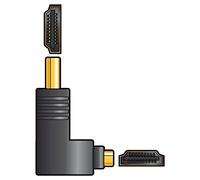 HDMI right angled coupler, plug to socket