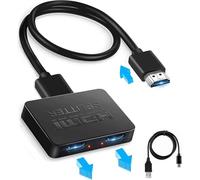 HDMI SPLITTER 1 in 2 out,2 Same Outputs Display at the Same Time,HDMI SPLITTER 4K,1080P,3D,1 Input to 2 Output【Projector,TV,Monitor】,【Just Duplicate,Don't Provide 2 Different Outputs】- With 1 Cable
