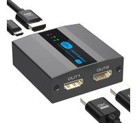 HDMI Splitter 1 in 2 Out 4k 120Hz,8K HDMI Splitter for Dual Monitors Support EDID Management HDCP 2.3 HDR 10 for Laptops PCs TV Boxes DVD Players PS5/PS4/PS3