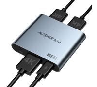 HDMI Splitter 1 in 2 Out 4K 60Hz 4:4:4, AVIDGRAM 2.0 HDMI Splitter 1 in 2 Out with Downscaler, Copy, and Auto Mode Support 1080p 120Hz HDCP 2.2 HDR10 18Gbps 3D
