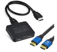 HDMI Splitter 1 In 2 Out, 4K Dual HDMI Adapter for 2 Monitors with 1.5M HDMI's Cable, fits HDTV PS4 Xbox Sky Box Fire Stick | 4K@30HZ Full HD 1080P 3D (Not Extend, Just Duplicate/Mirror Screens)