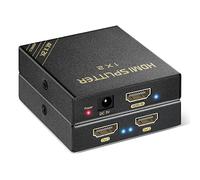 HDMI Splitter 1 in 2 Out 4K HDR, HBAVLINK HDMI to HDMI Splitter 1 x 2 with HDCP Bypass, Downscaling, Dolby Atmos, Compatible with Soundbar, TV for Gaming Console/PS5/PS4/Nintendo Switch/Xbox/Cable Box