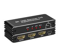 HDMI Splitter 1 in 2 Out, 8K@60Hz 4K@120Hz, HDCP 2.3, HDR10, Dolby Vision, Support EDID Management HDMI2.1 Splitter for Dual Monitors, PS5, B0X Series X, TV B0X, Laptop, Projector-black
