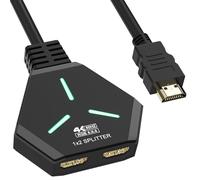 HDMI Splitter 1 in 2 Out Duplicate/Mirror (Not Extend), 4K@60hz HDMI Splitter for Dual Monitors for Full HD, 1080P, 3D, Compatible with Xbox, PS4, PS5, TV, Projector, Computer