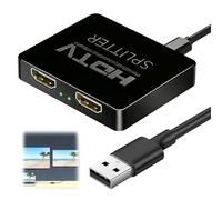 HDMI Splitter 1 in 2 Out Hdmi Dual Monitor Adapter 2 Same Outputs Display at the Same Time 4K1080P 3D Mirroring for Projector TV Monitor, USB-Powered Dual Monitor Connector to Laptop