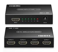 HDMI Splitter 1 in 4 Out, 1x4 HDMI Splitter Support 4K@60Hz Full HD 1080P & 3D, Compatible with Xbox PS3/4 Roku Blu-Ray Player