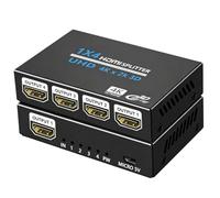 HDMI Splitter 1 in 4 Out,4K@30Hz 1x4 HDMI Splitter Audio Video Distributor Box Support 3D & 4K x 2K Compatible for HDTV, STB, DVD, PS3, Projector Etc, Duplicate/Mirror Screen Only