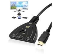 HDMI Splitter 3 in 1 Out 4K@60Hz 3 Way HDMI Splitter Supports 3D 1080P/2K Compatible with Blu-Ray Player/Xbox/HDTV/PS4/Laptop/DVD - 50cm Black