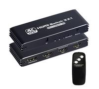 HDMI Switch 3 in 1 Out 4K 120Hz, HDMI Switcher 3x1 with IR Remote Control Support 4K@120Hz, 1080P@240Hz 3D, HDR, HDMI 2.1, HDCP 2.3, Compatible with PS5/ PS4/ PS3, Xbox, TV, DVD etc