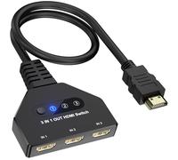 HDMI Switch 3 in 1 Out, 4K@30hz 3 Ports HDMI Switcher Supports Full HD 1080P 3D Compatible with Roku Fire TV Stick HDTV PS4/PS5 Xbox One Chromecast, Compatible with Mac/Win/Linux