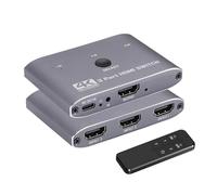 HDMI Switch 4K@60Hz, 3 Port HDMI Switch 3 in 1 Out with IR Remote Control, Support 4K, 3D, 1080P, HDMI 2.0, HDCP 2.2, Ultra HD for HDTV, PS4/5, Game Consoles etc