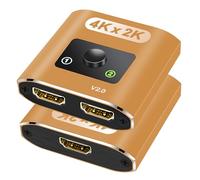 HDMI Switch 4K@60Hz, Bi-Directional 2 in 1 Out / 1 in 2 Out Selector, Aluminum HDMI 2.0 Switcher for PS5, Xbox, Fire Stick, Roku, Laptop to TV/Monitor/Projector, Manual Switch with LED Indicator