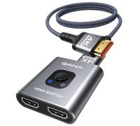 HDMI Switch 4K@60Hz Splitter【with 3FT HDMI Cable】, GANA Aluminum Bidirectional HDMI Switcher 2 in 1 Out, HDMI Hub for 3D, HDCP2.2, HDR, Compatible with Xbox, PS5/4/3,Fire Stick,Roku,Blu-Ray Player