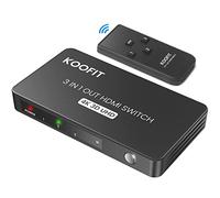 HDMI Switch 4K, HDMI Splitter 3 In 1 Out with Remote, Auto Switcher Multi Connector Supports 4K 3D UHD, Splitter for PS5, PS4, PS3, DVD, Blu-ray, Xbox, Roku, PC, TV
